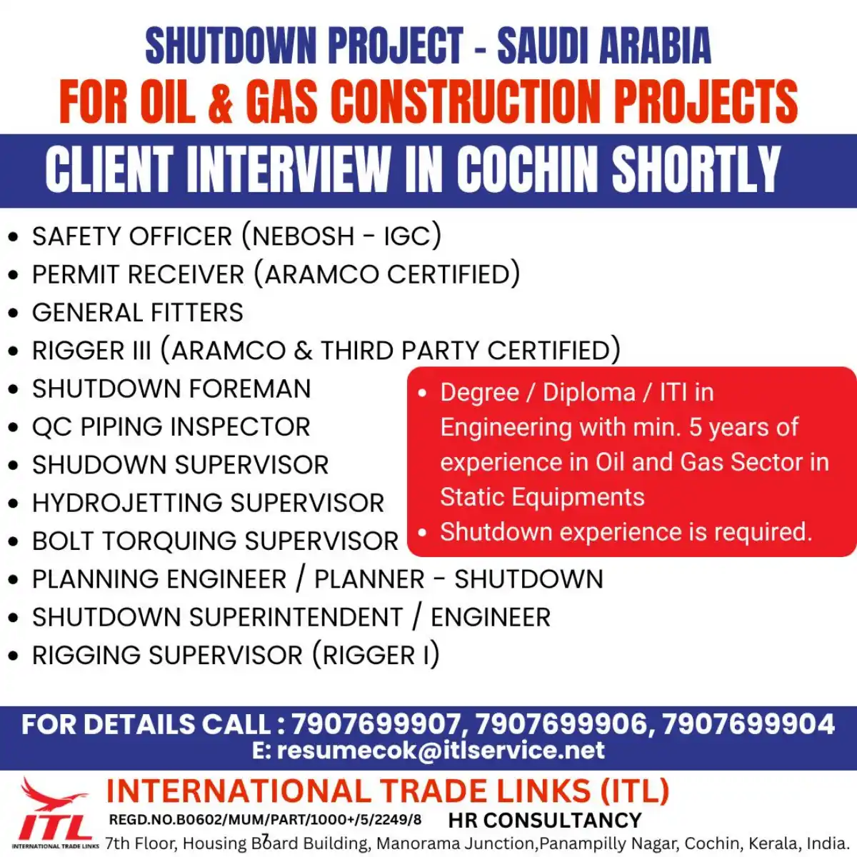 Shutdown Project Vacancies