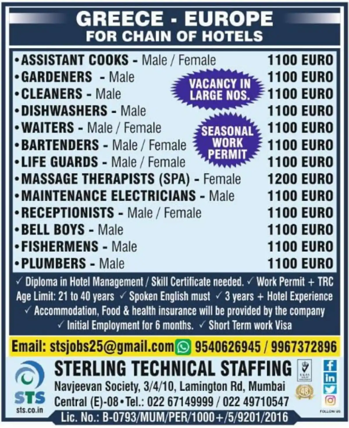 Hotel Jobs in Greece