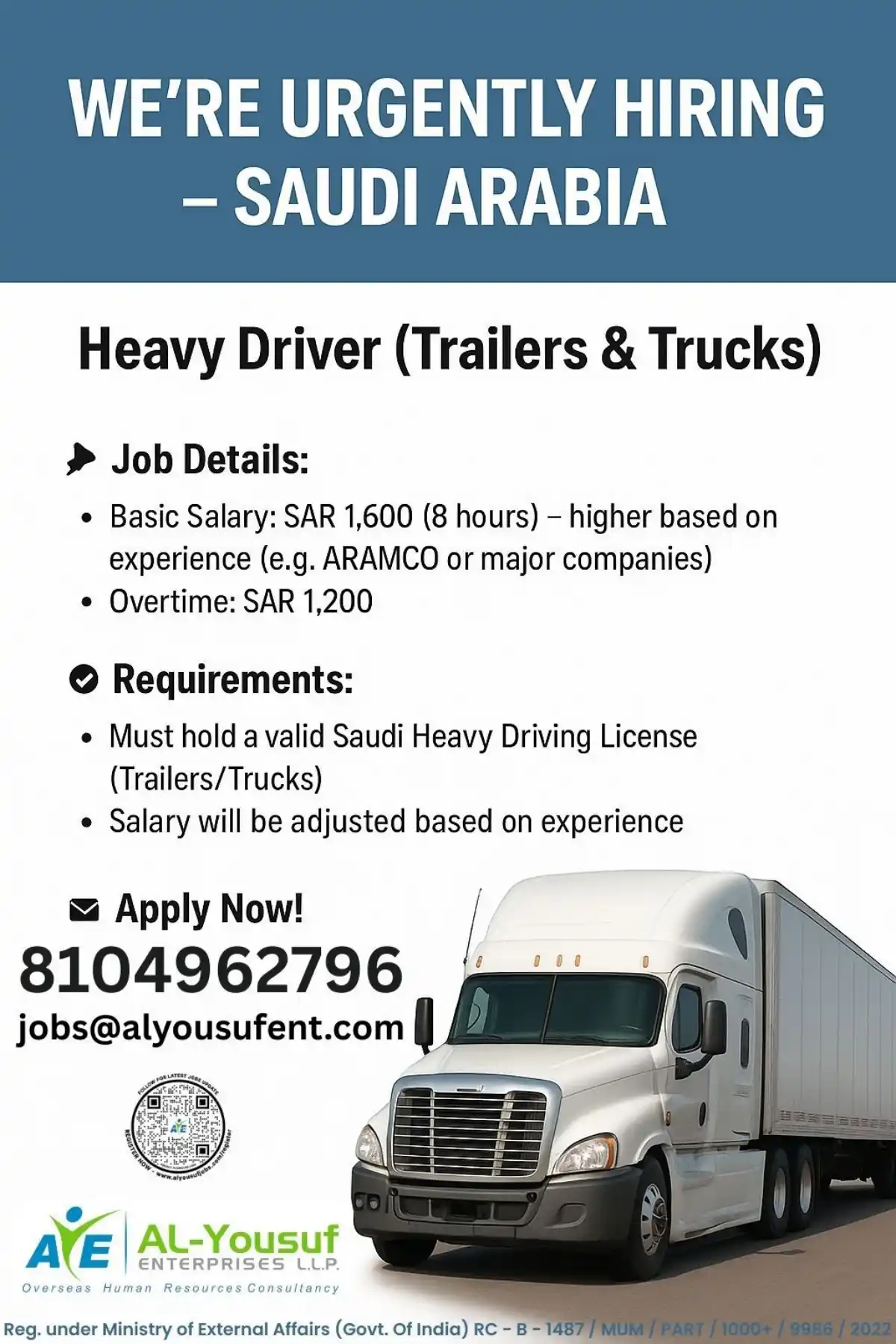 Heavy Driver Job Saudi Arabia
