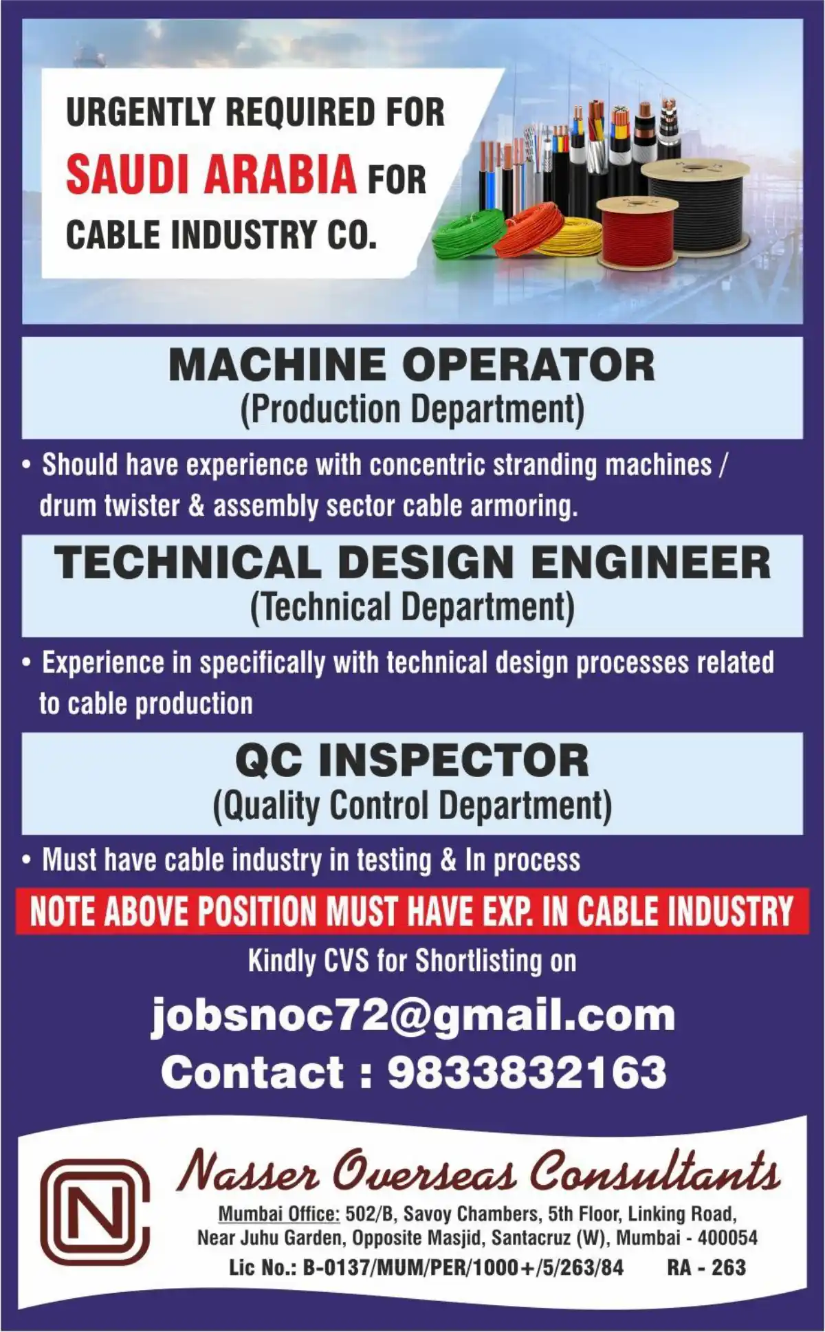 Cable Jobs in Saudi Arabia