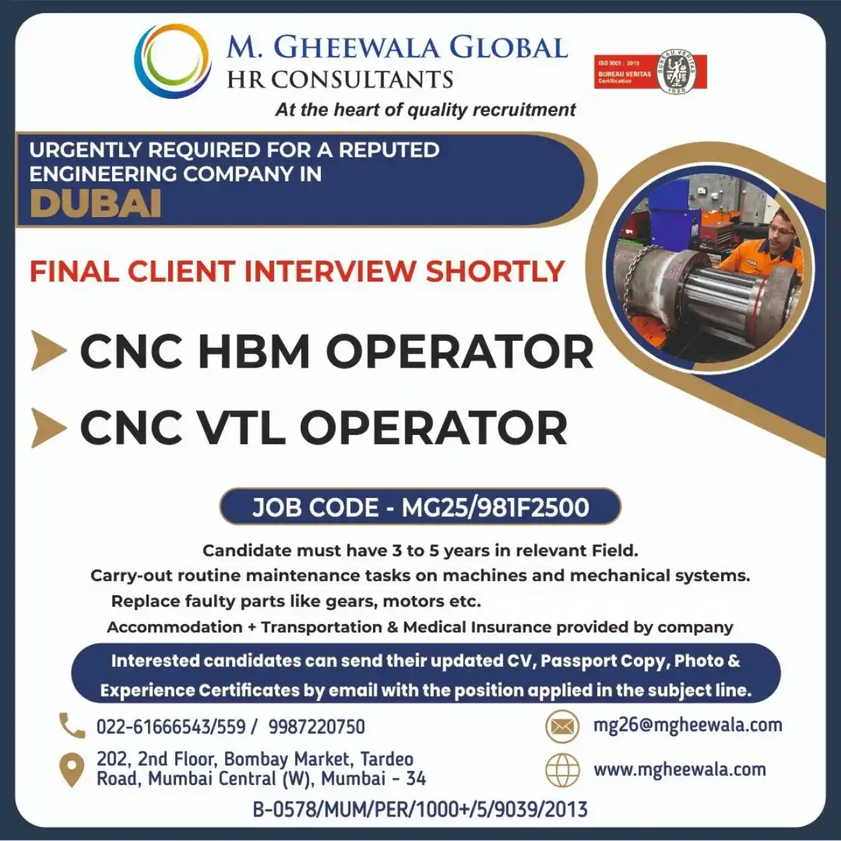 CNC Operator Jobs Dubai