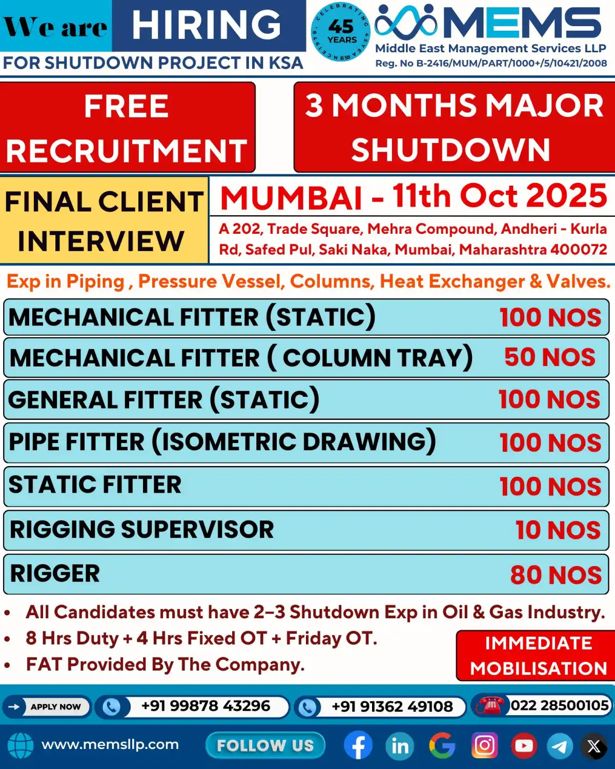 KSA Shutdown Project Jobs