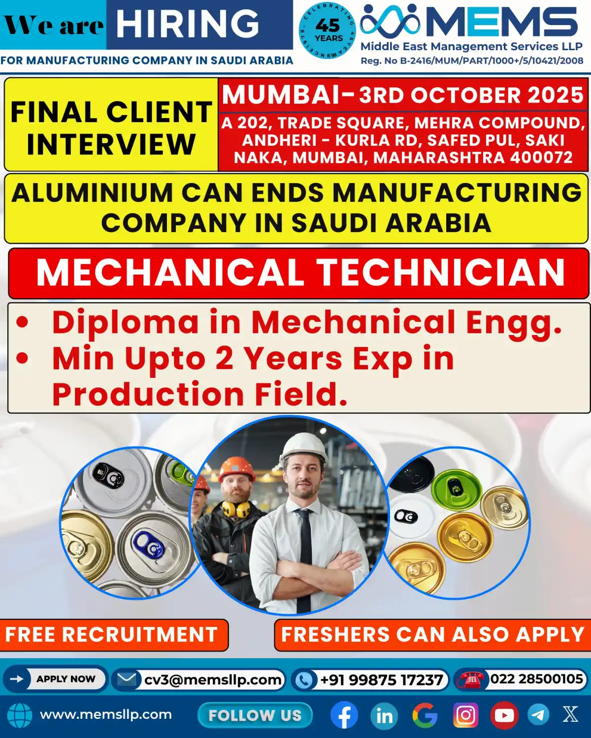 Mechanical Technician Job in Saudi Arabia