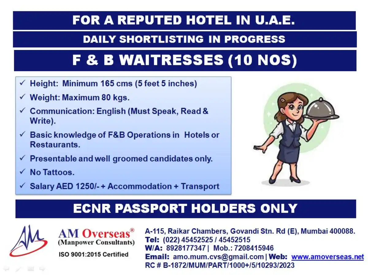 F&B Waitress Jobs UAE