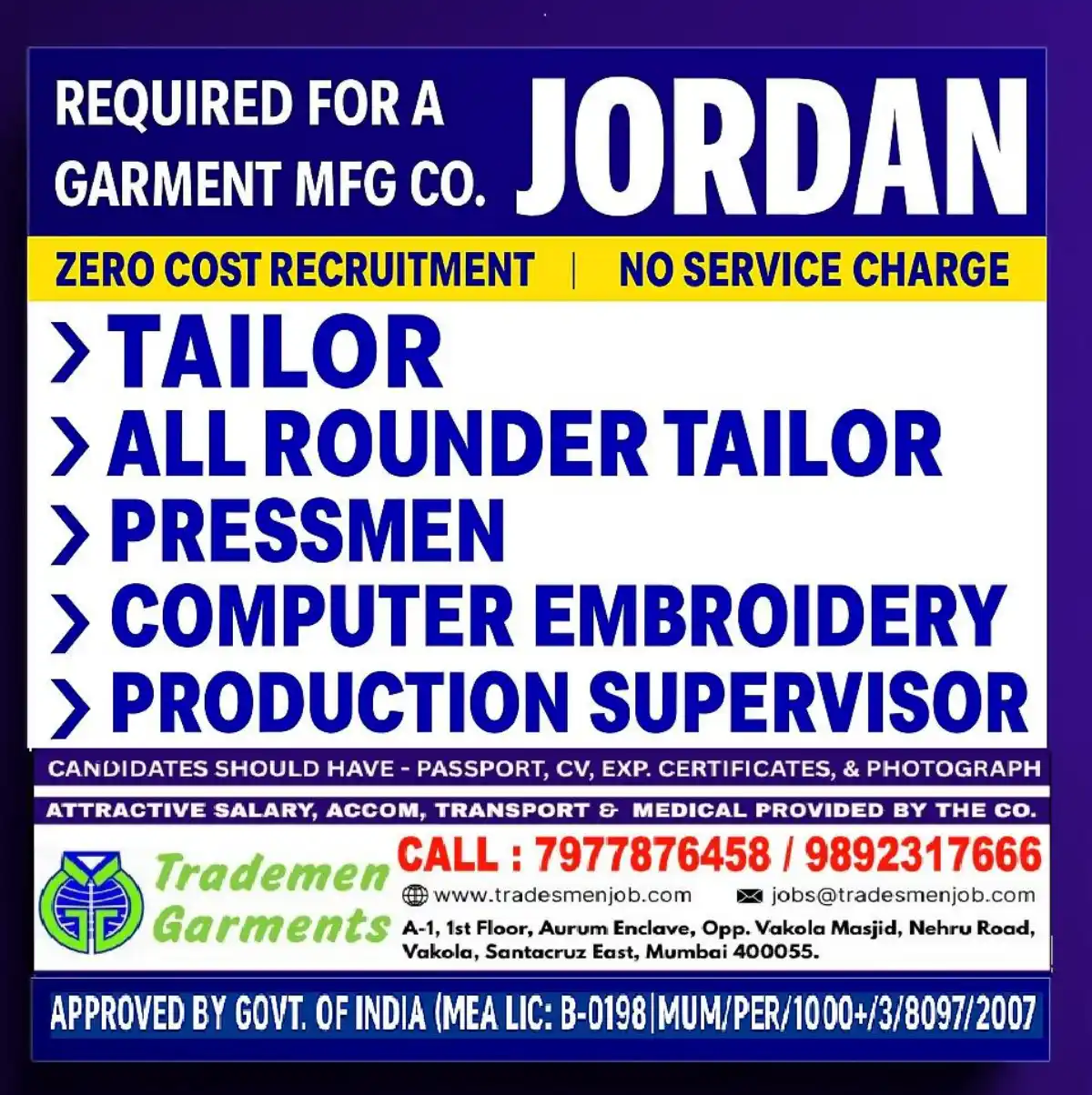 Garment Jobs Jordan