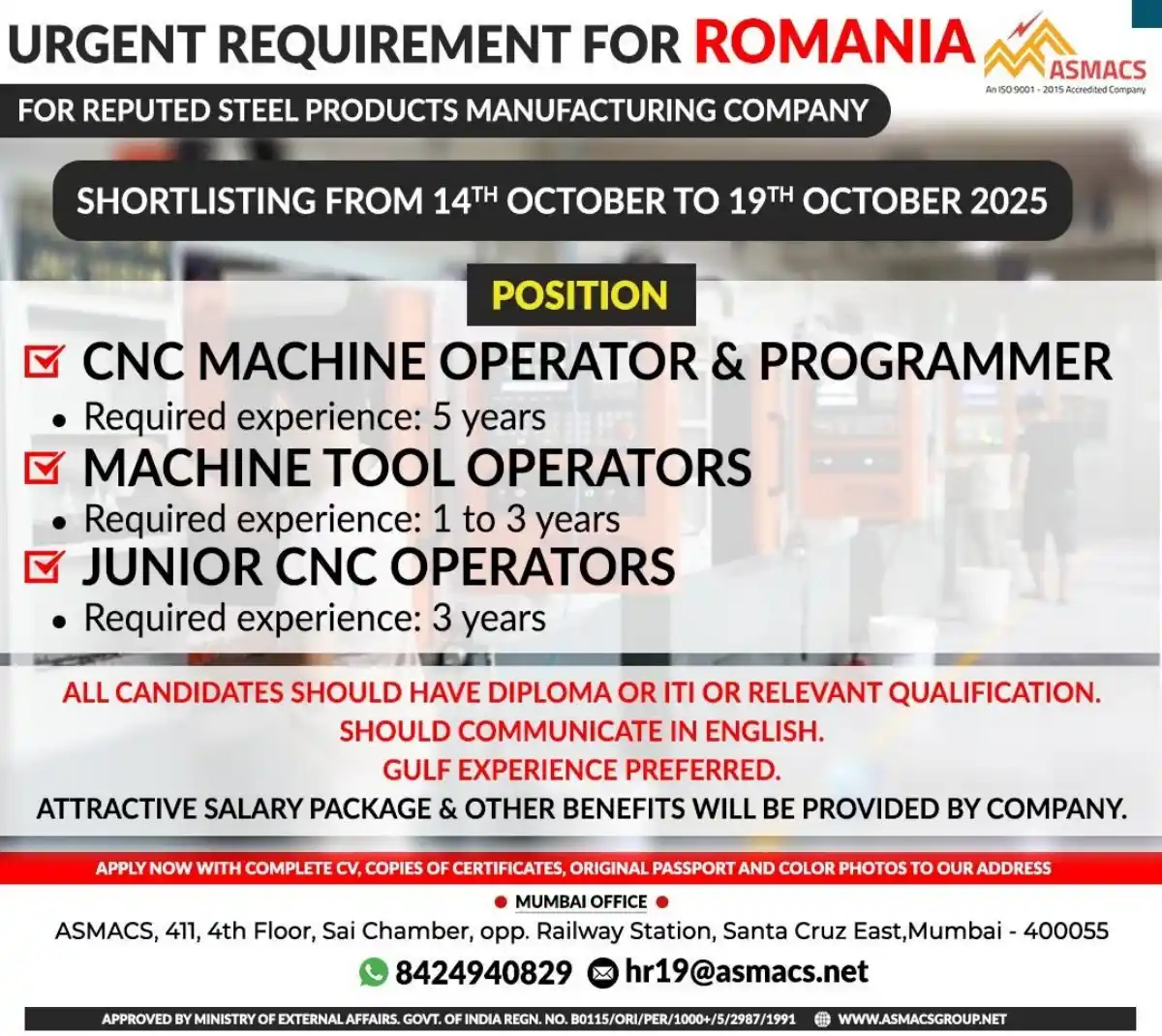 CNC Jobs in Romania