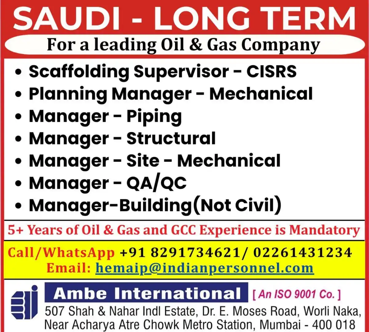 Oil & Gas Jobs Saudi