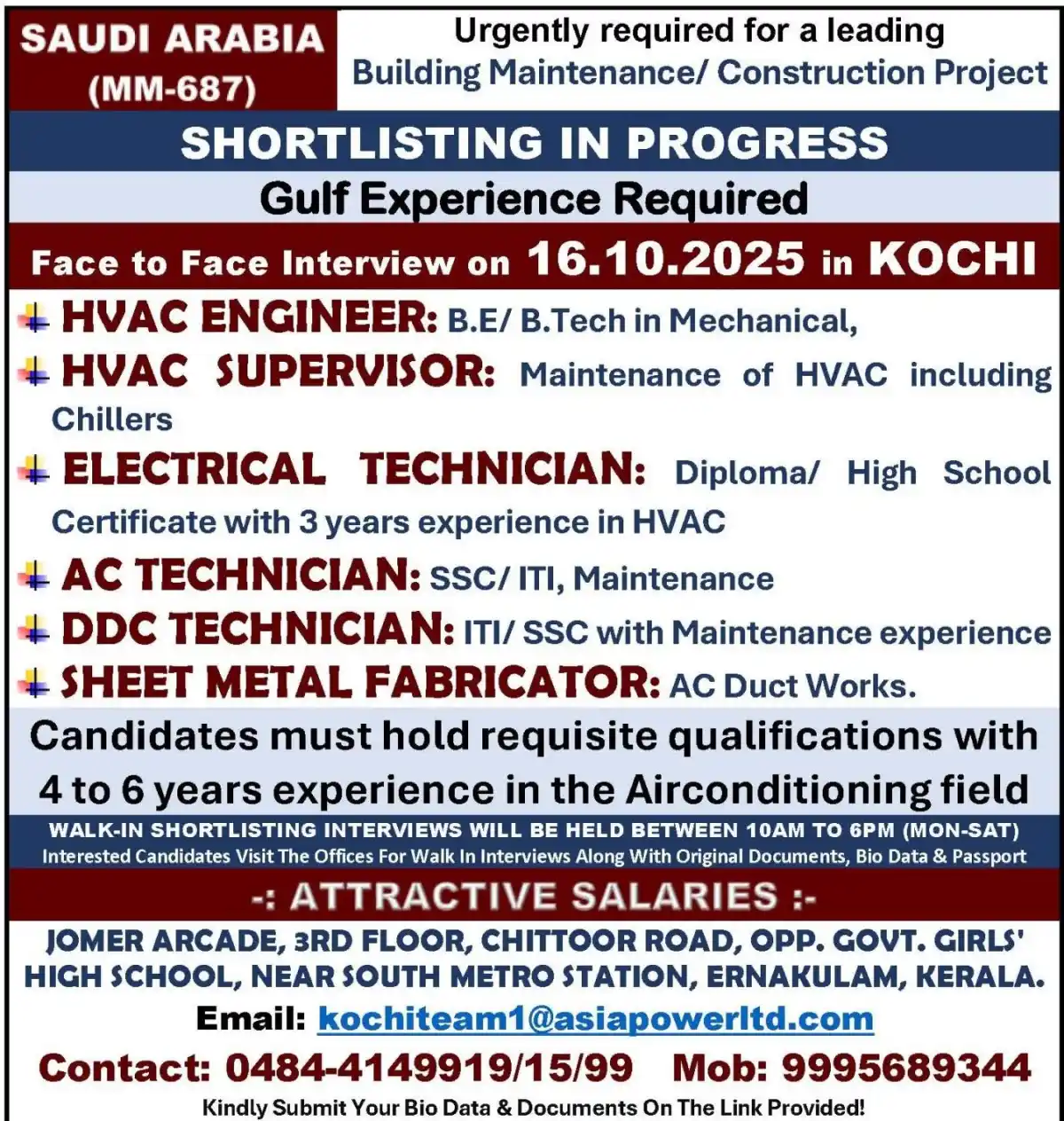HVAC Jobs Saudi Arabia