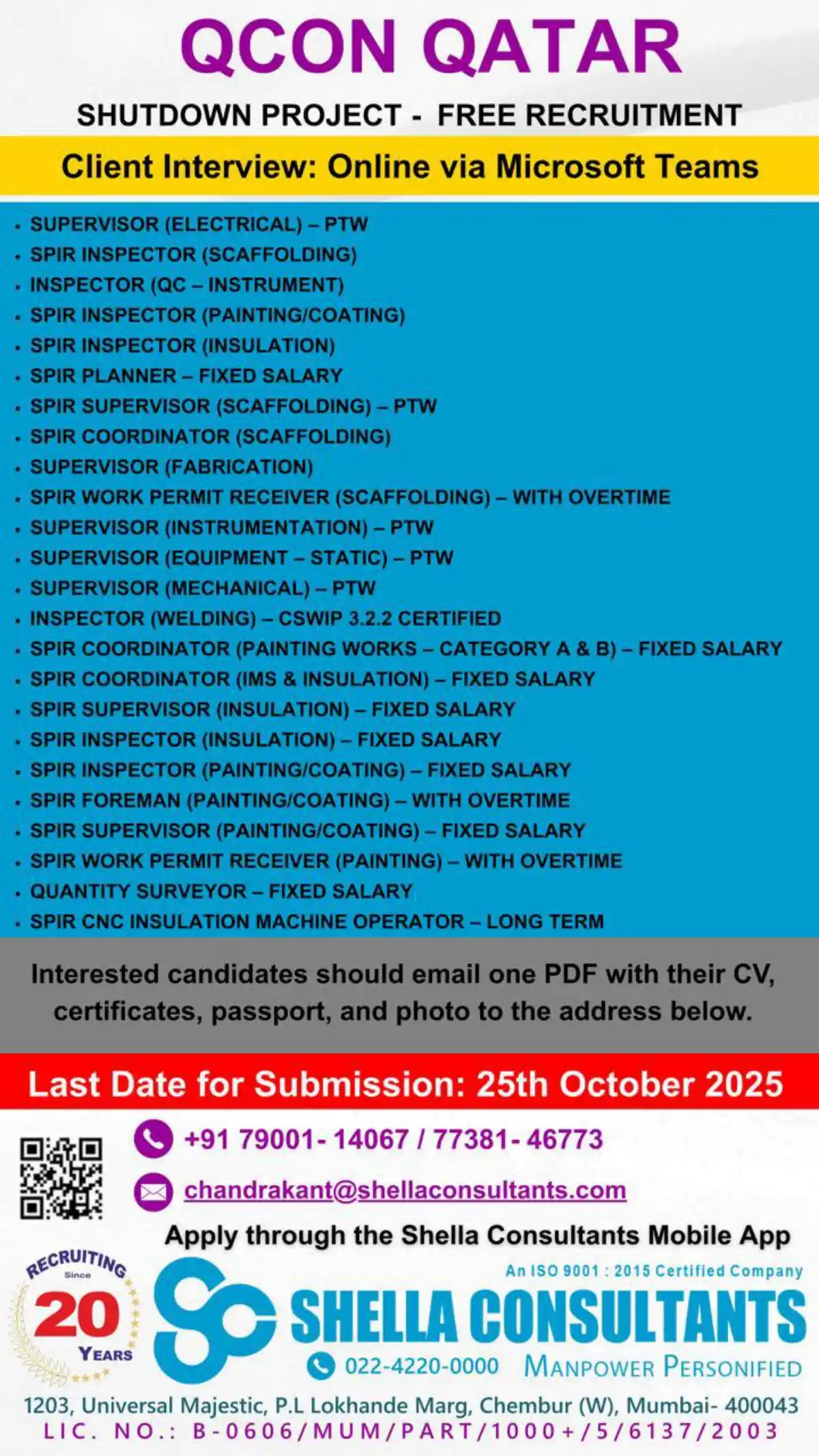 QCON Qatar Shutdown Jobs