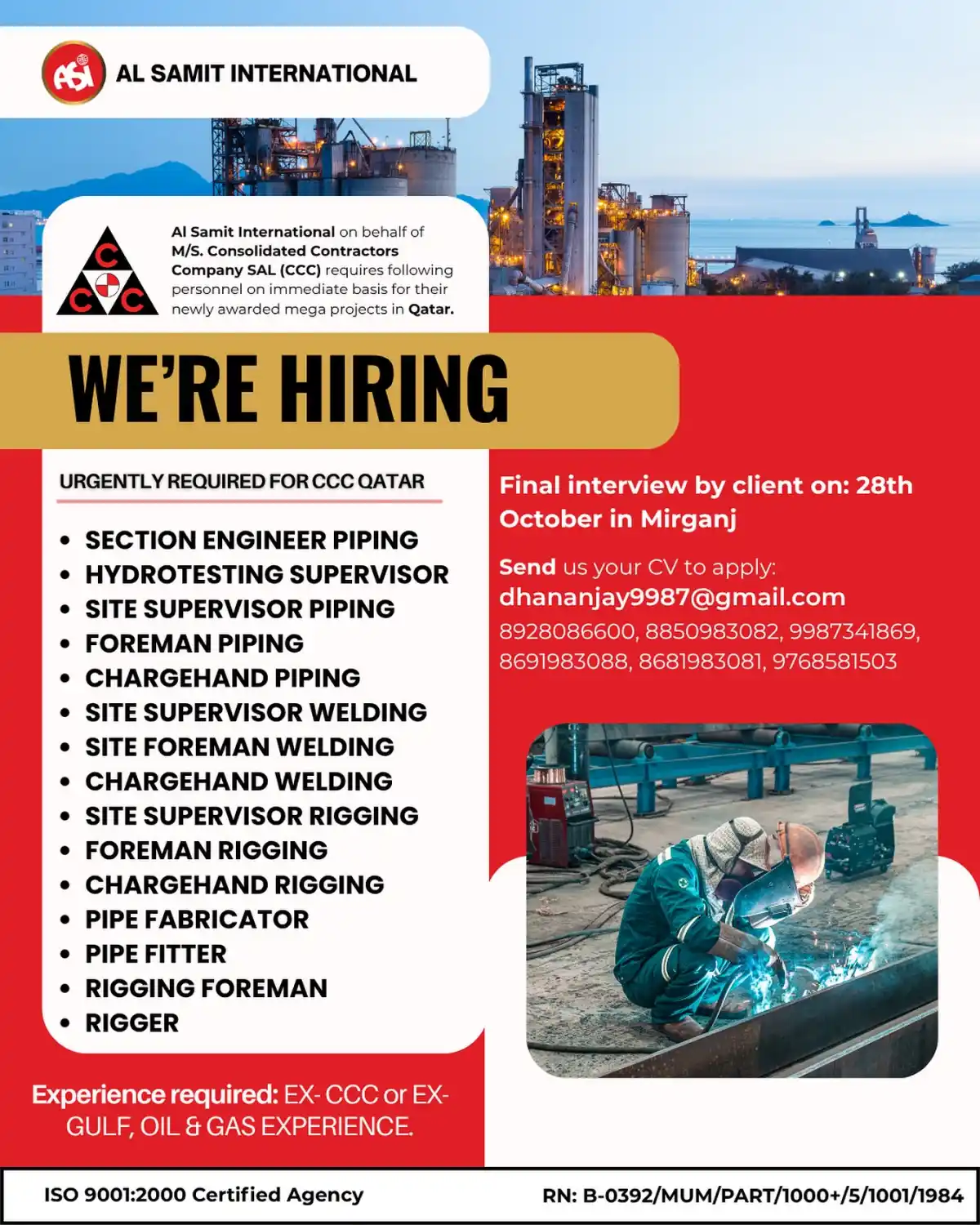 CCC Qatar Urgent Jobs