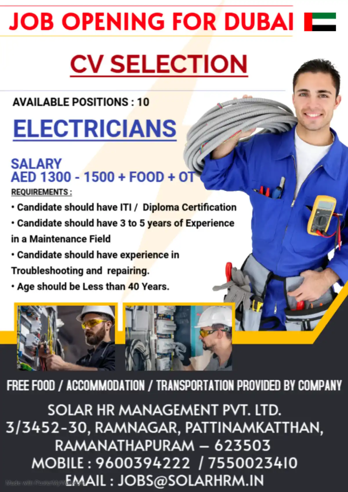 Electrician Jobs in Dubai