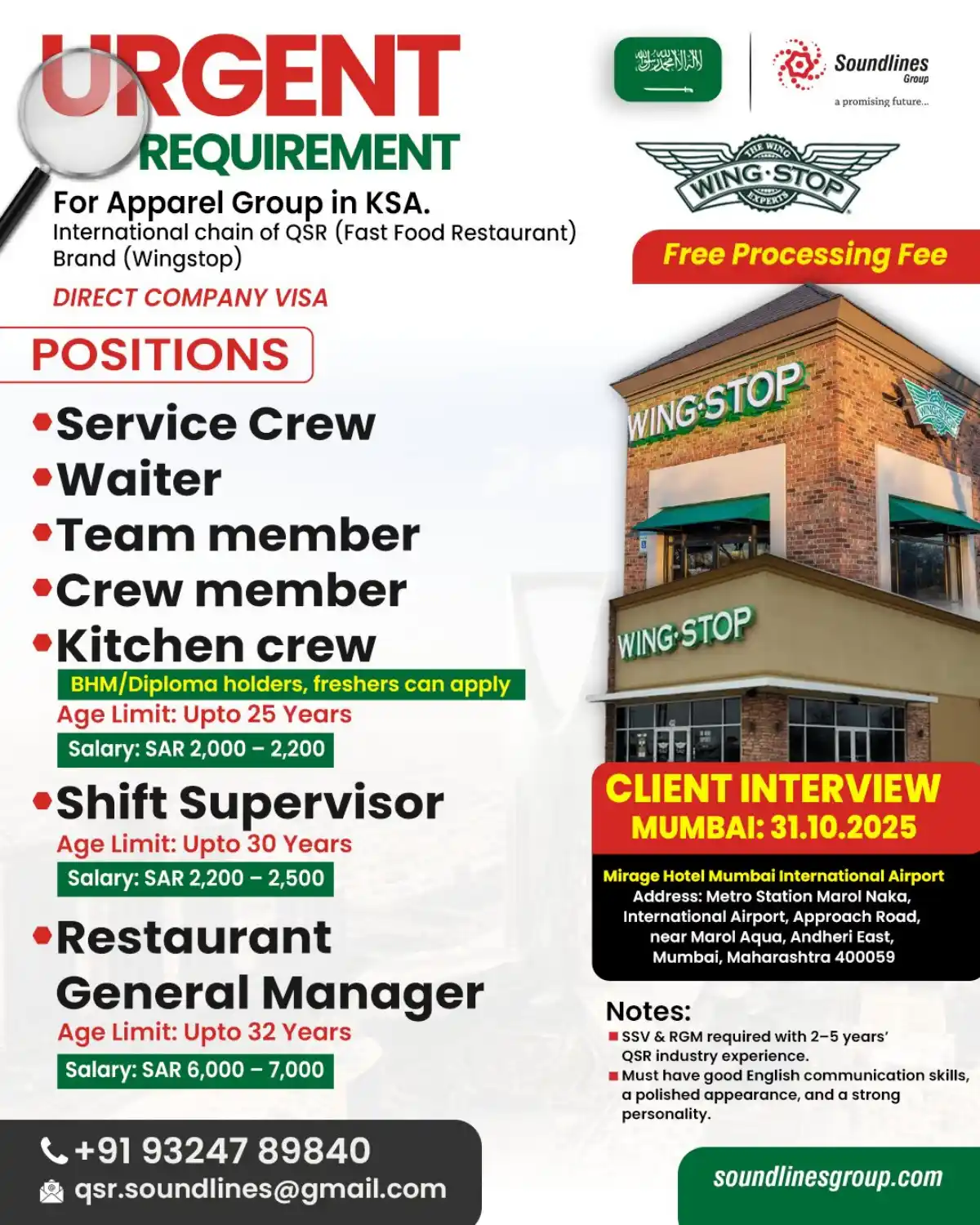 Wingstop Jobs KSA