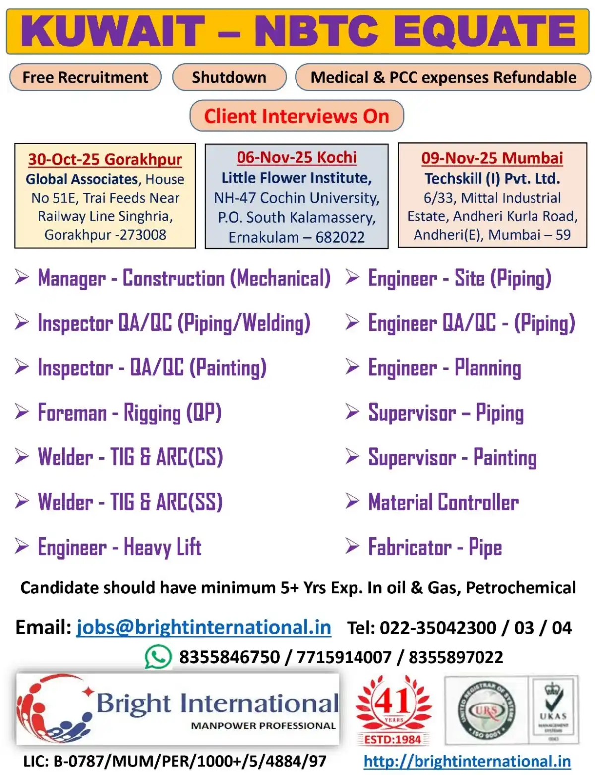 NBTC EQUATE Kuwait Jobs