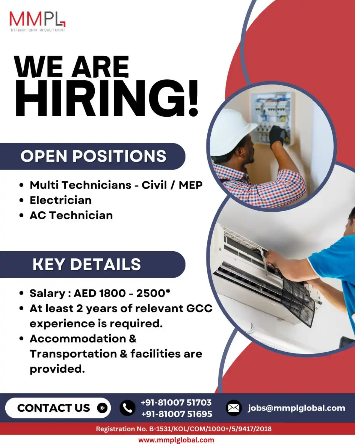MMPL Hiring Technicians for GCC