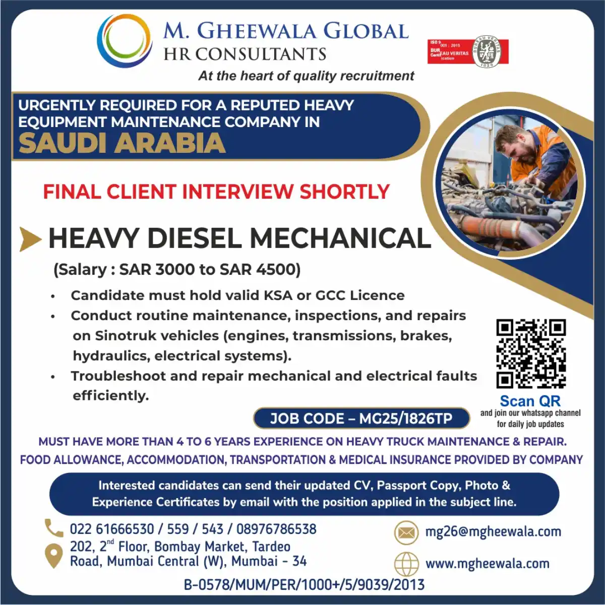 Heavy Diesel Mechanic – Saudi Arabia