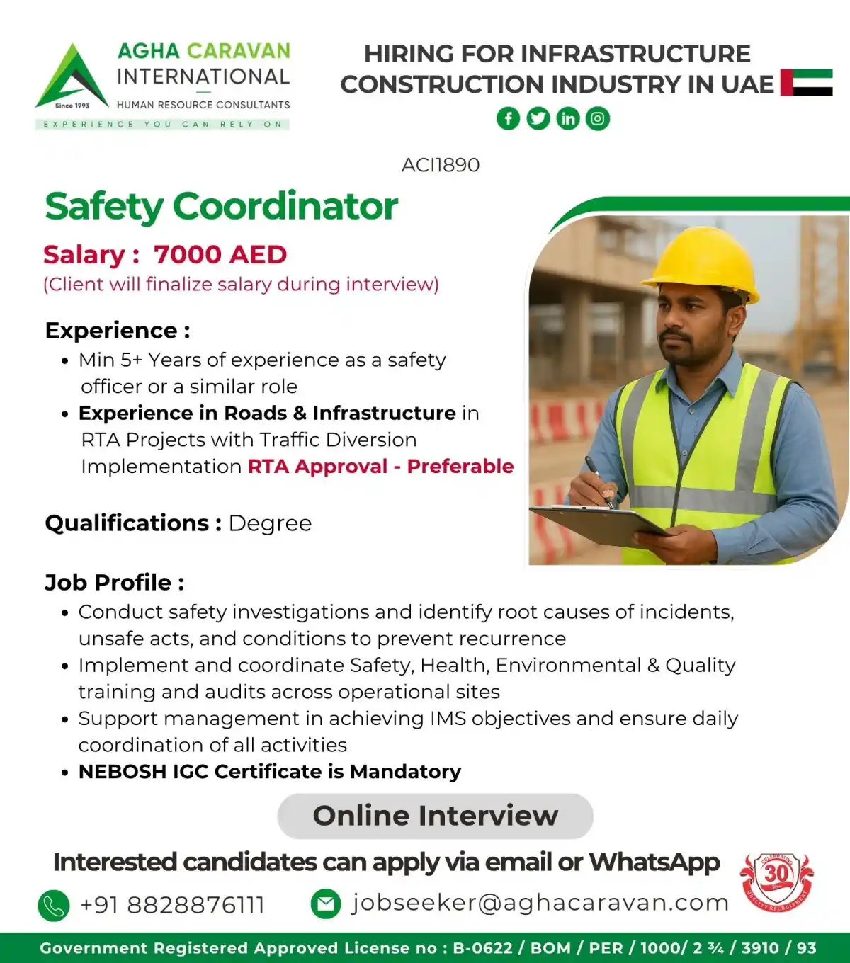 Safety Coordinator Job UAE