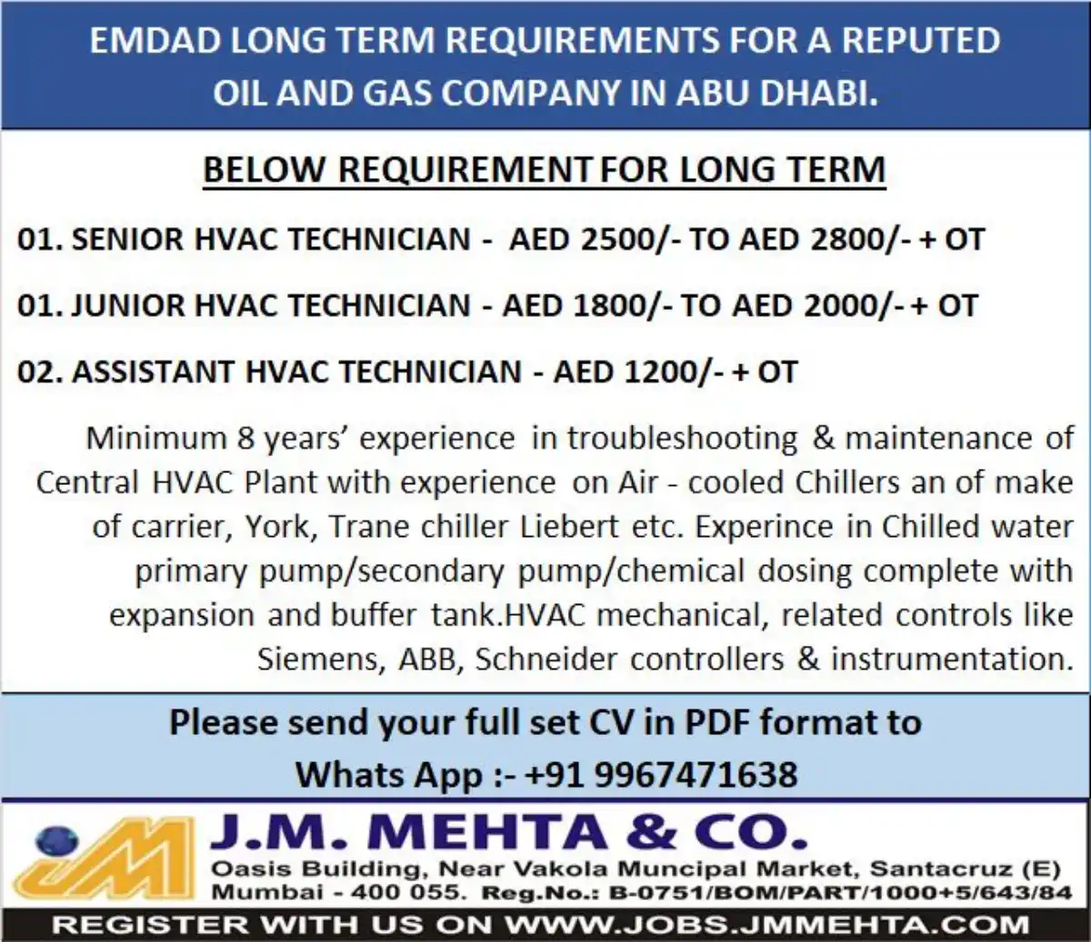 HVAC Jobs Abu Dhabi