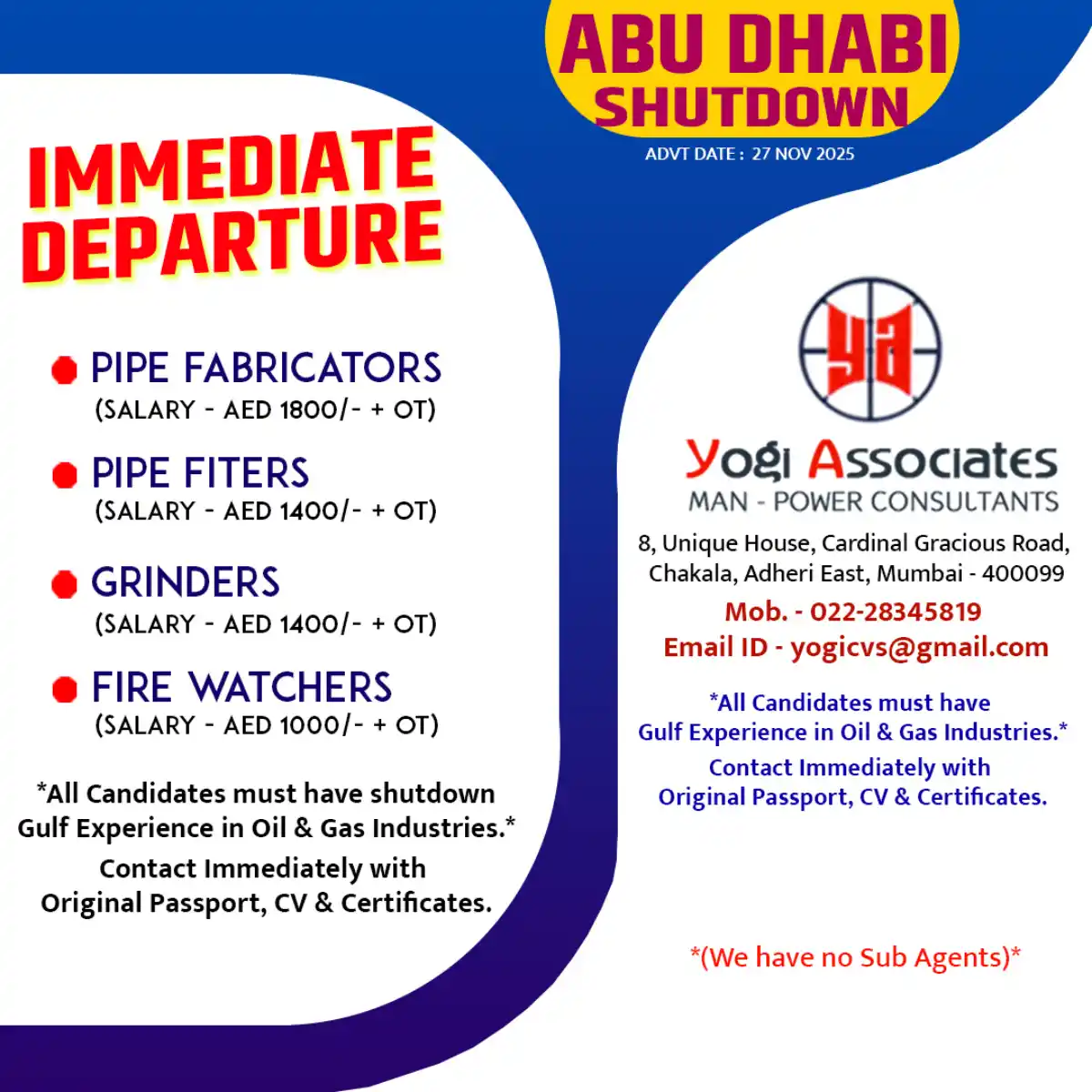 Abu Dhabi Shutdown Jobs
