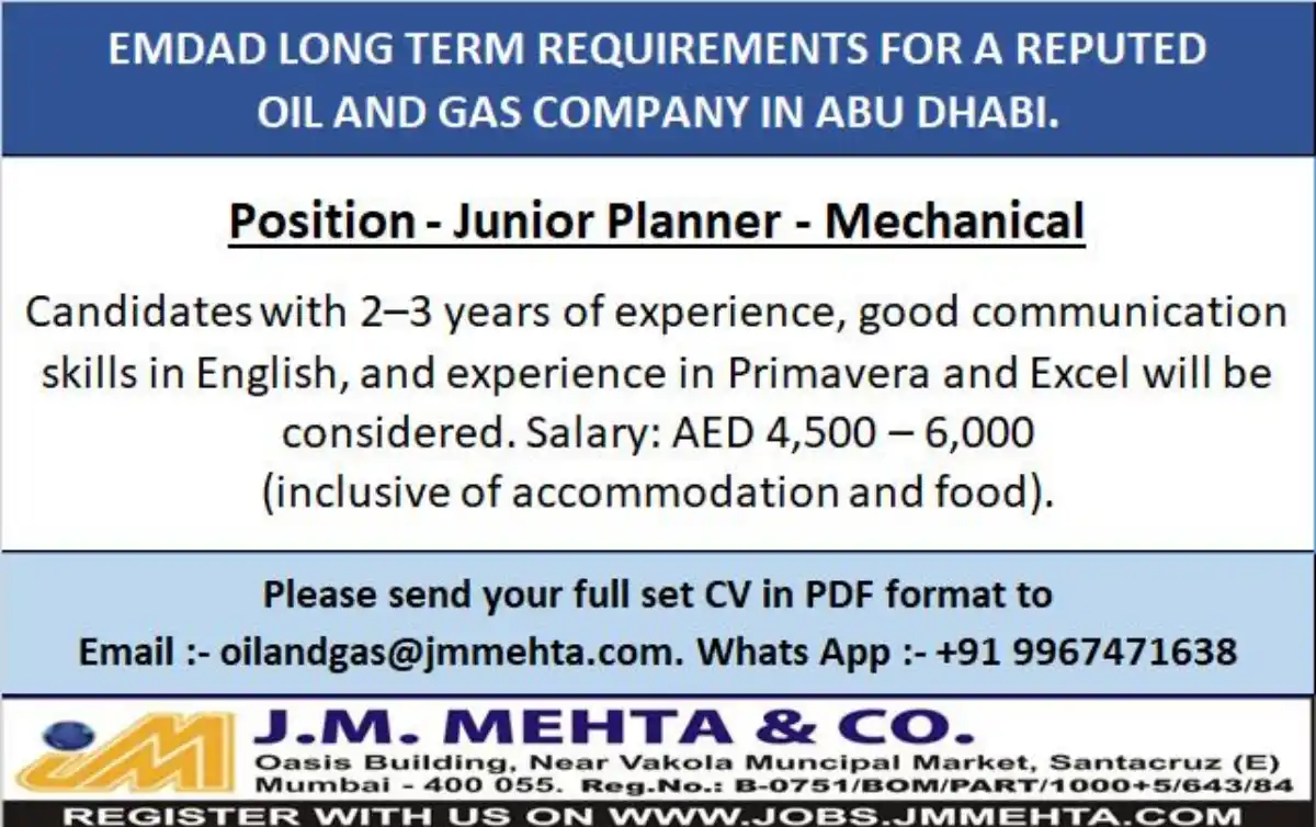 Junior Planner Job Abu Dhabi