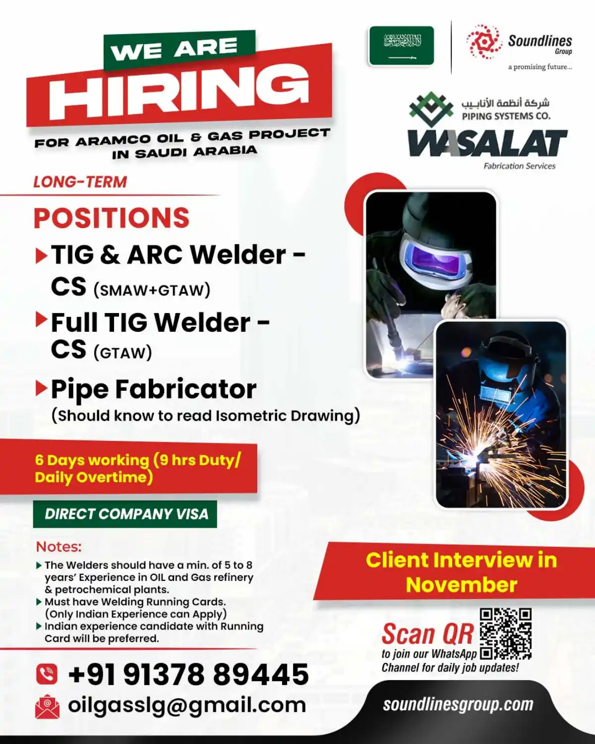 Welder Jobs – Saudi Arabia