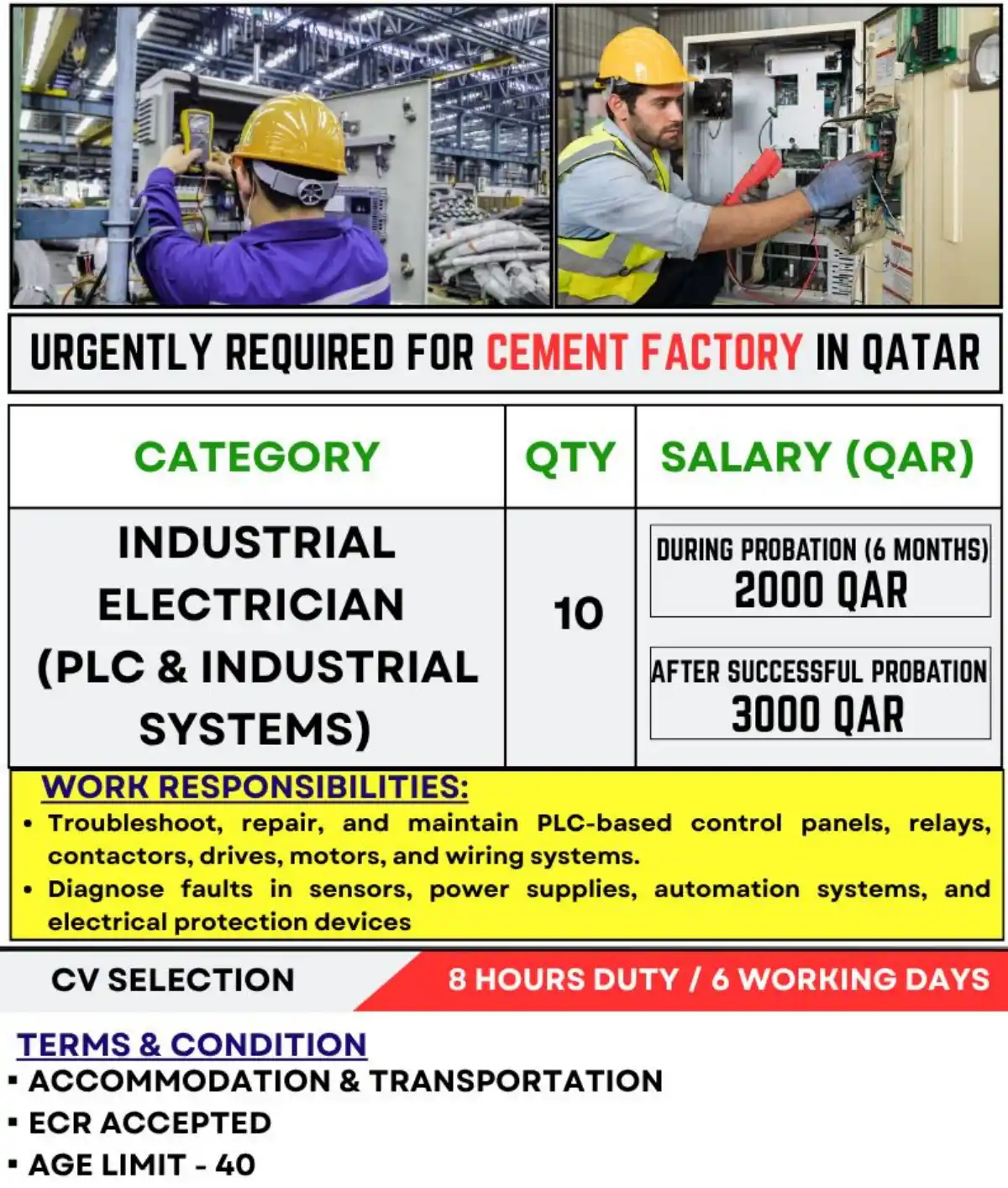 Electrician Job Qatar