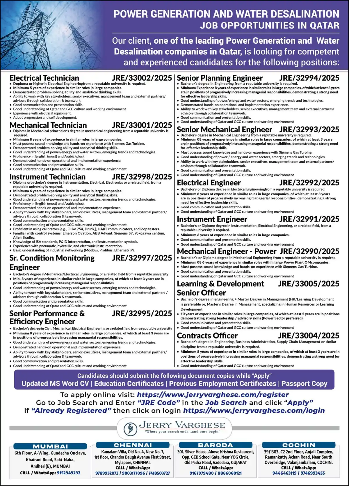 Qatar Power & Water Jobs