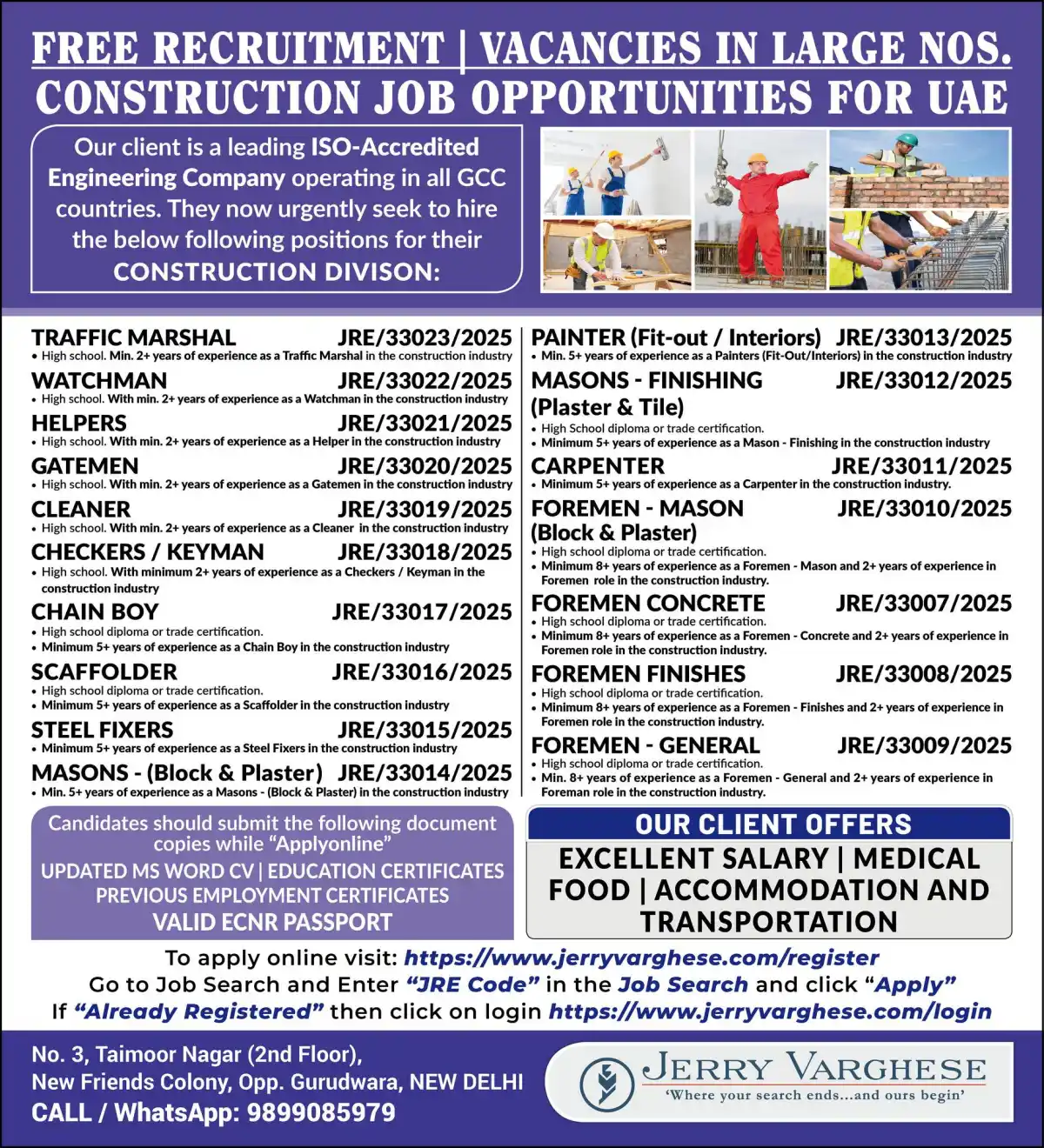 UAE Construction Vacancies