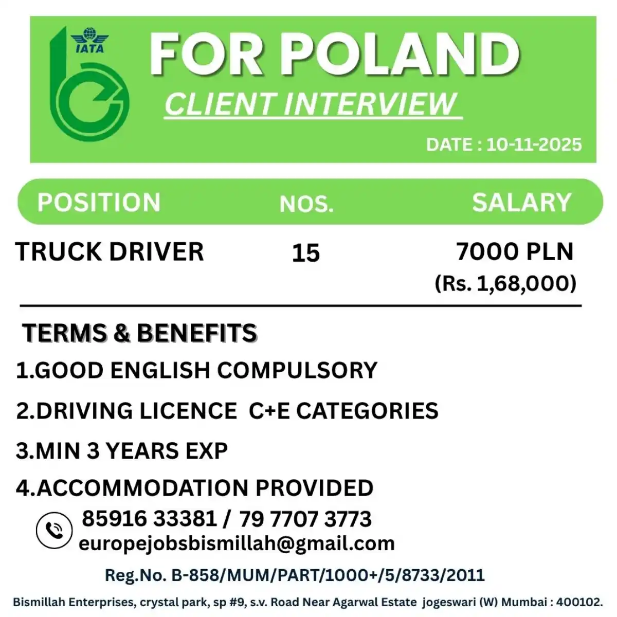 Truck Driver Poland Job