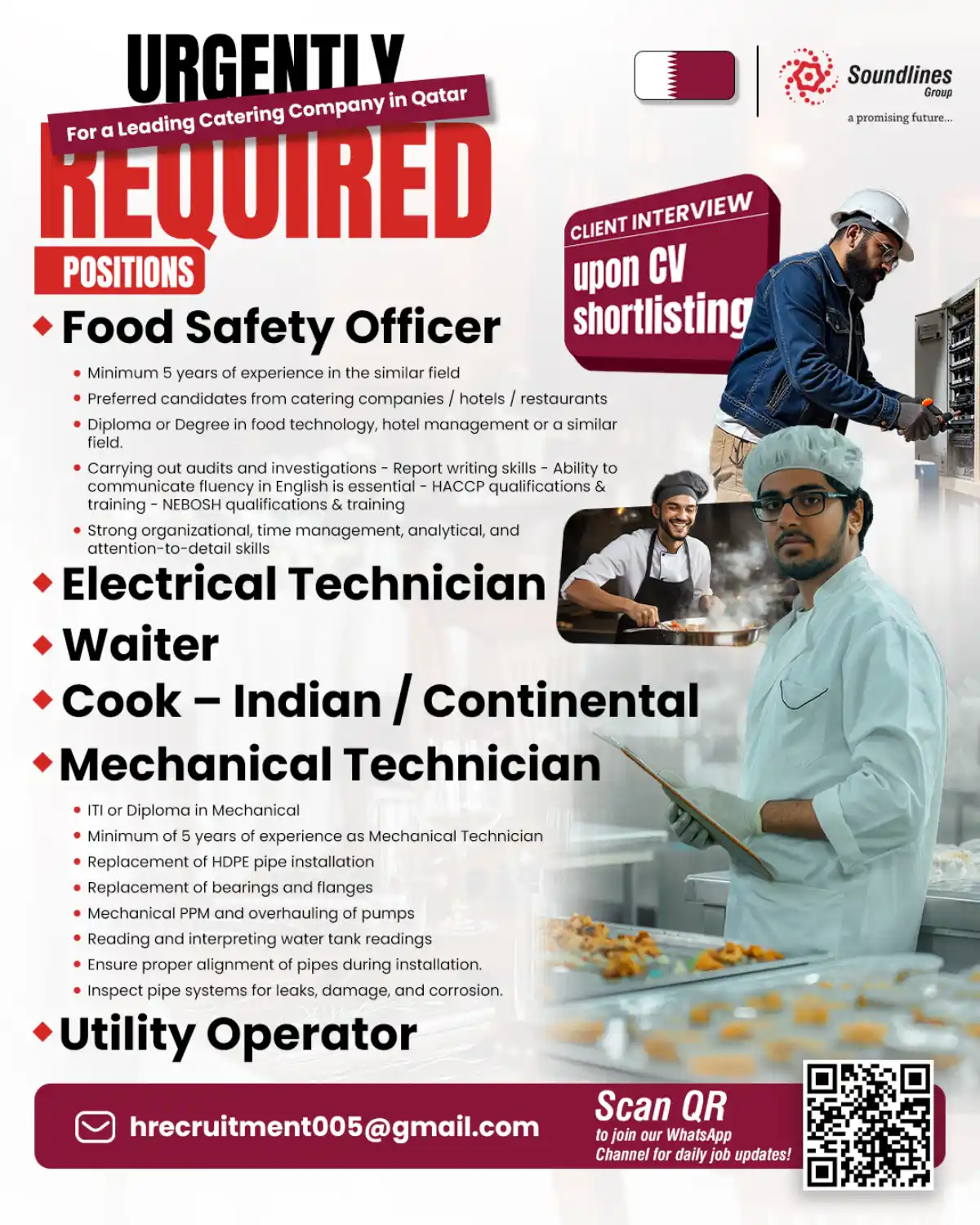 Urgent Hiring in Qatar Catering