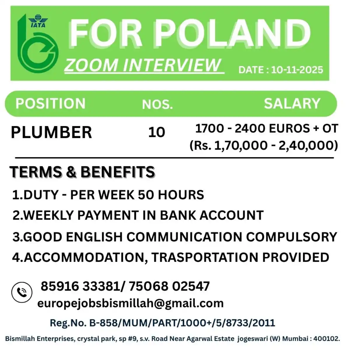 Plumber Job Poland