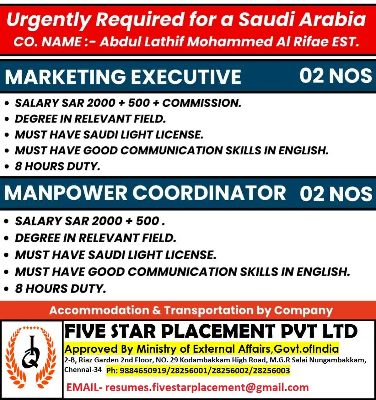 Saudi Arabia Job Vacancies