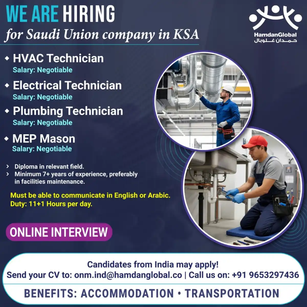MEP Technician Jobs in KSA