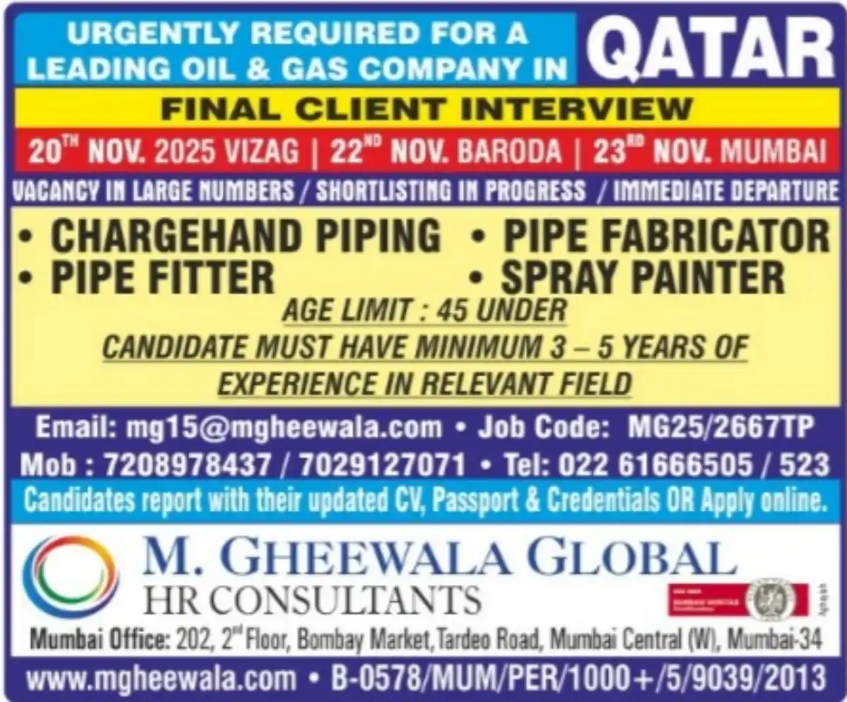Piping and Painting Jobs Qatar