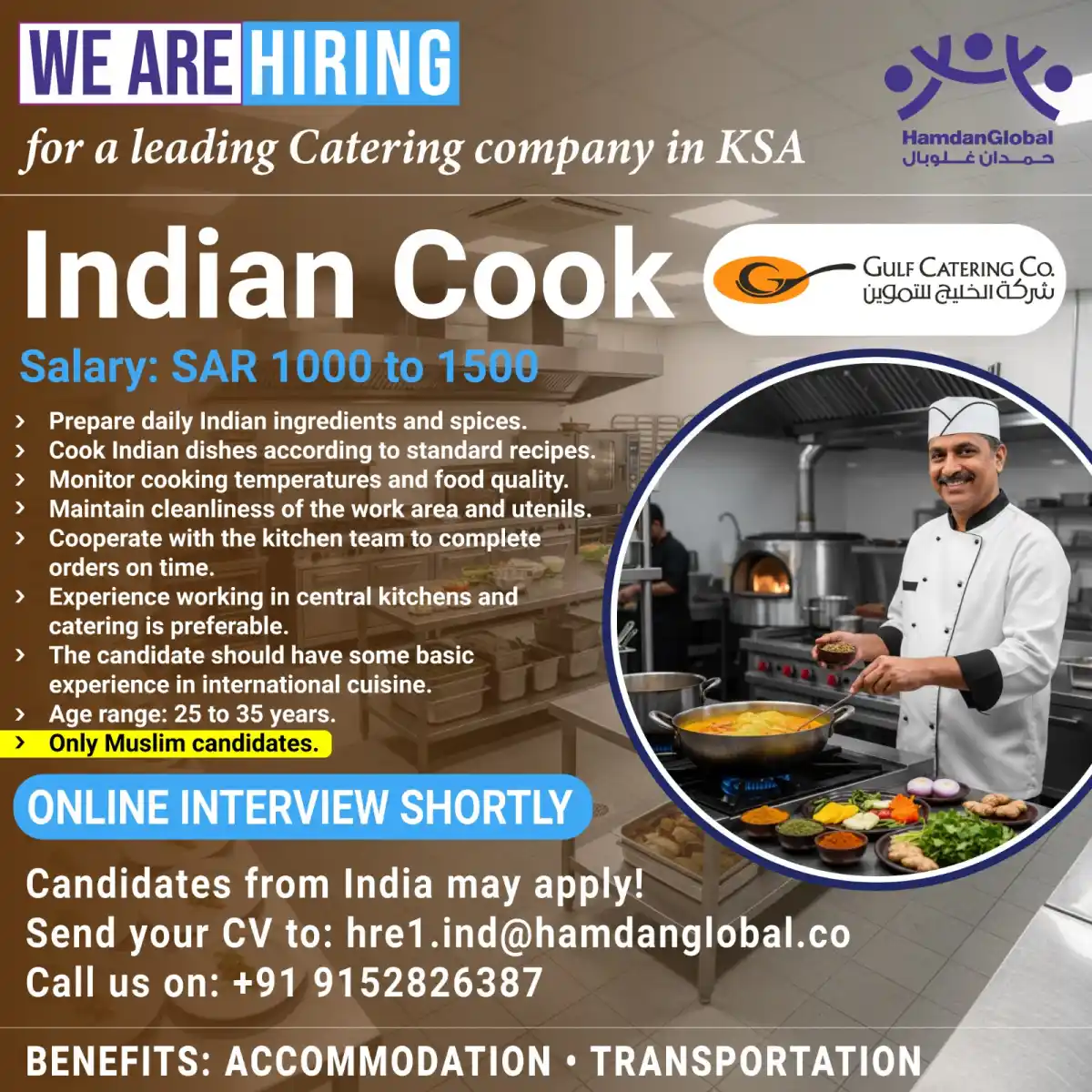 Indian Cook Job in KSA