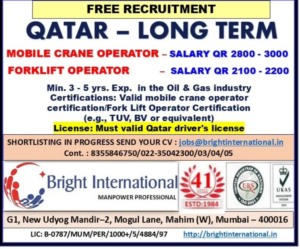 Crane & Forklift Jobs Qatar