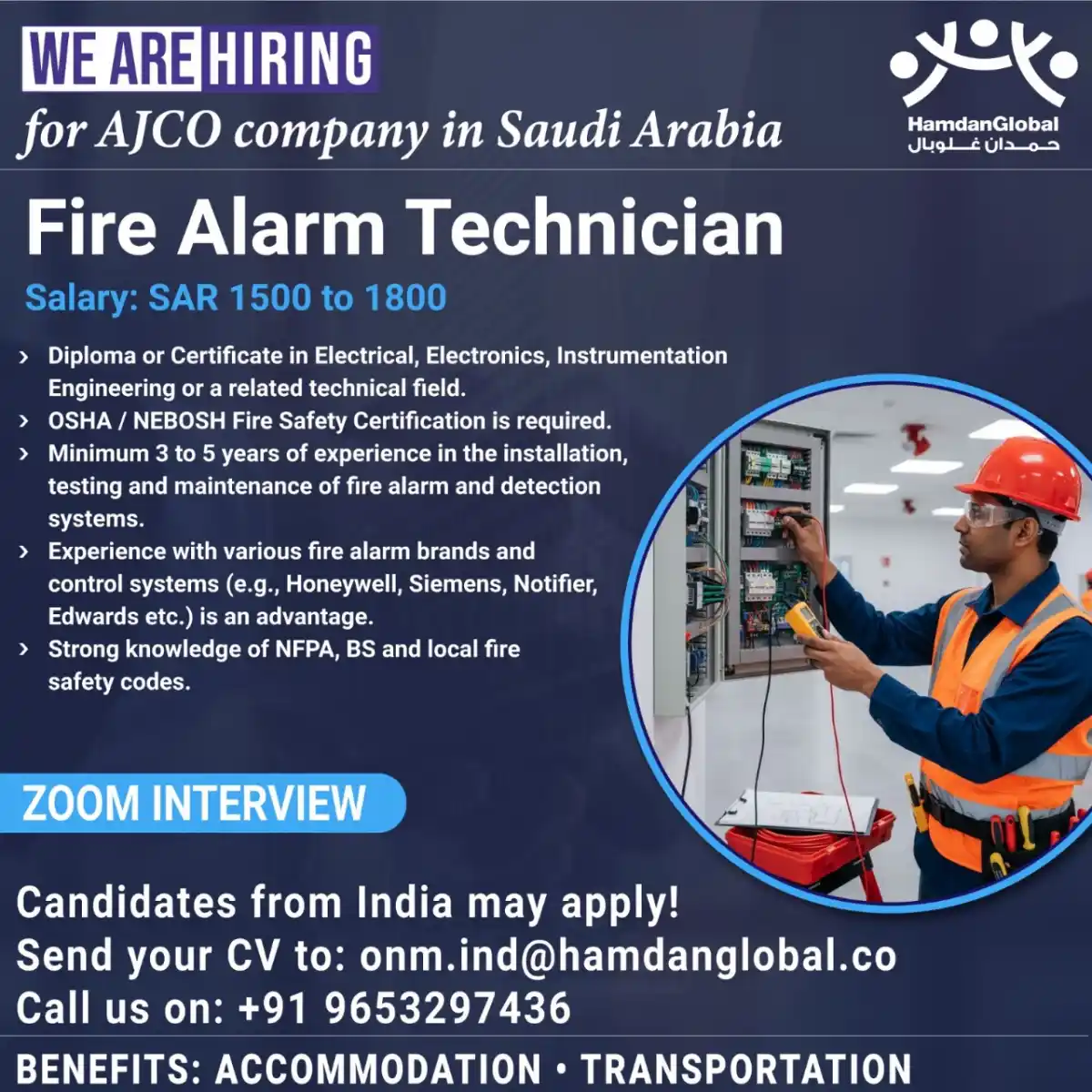Fire Alarm Technician Job – Saudi Arabia