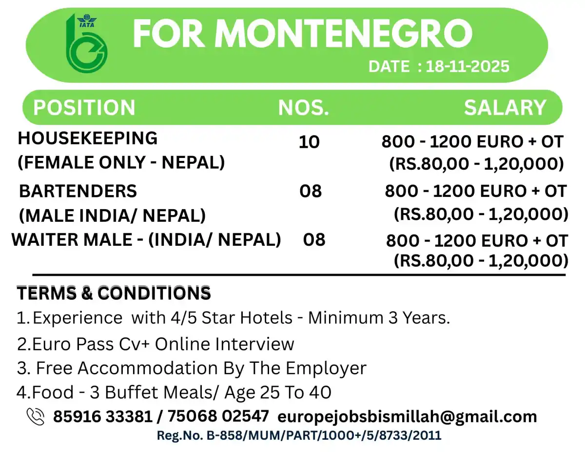 Hotel Jobs in Montenegro