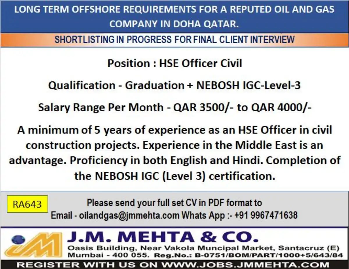 HSE Officer Civil Job