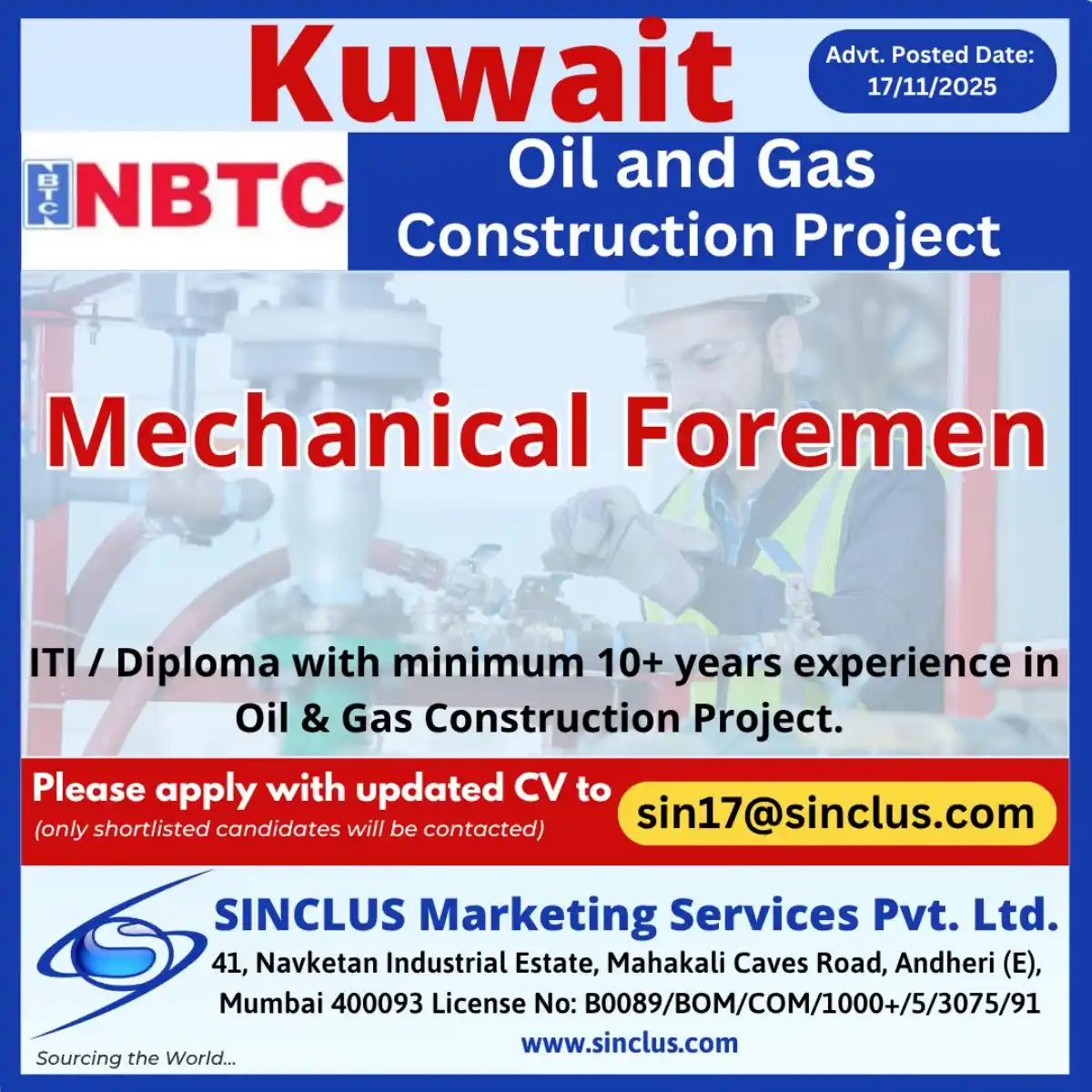 Mechanical Foremen – Kuwait Oil & Gas