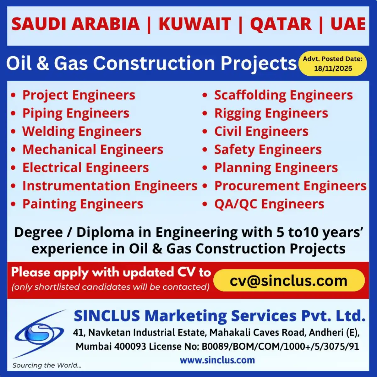 Oil & Gas Engineers Wanted