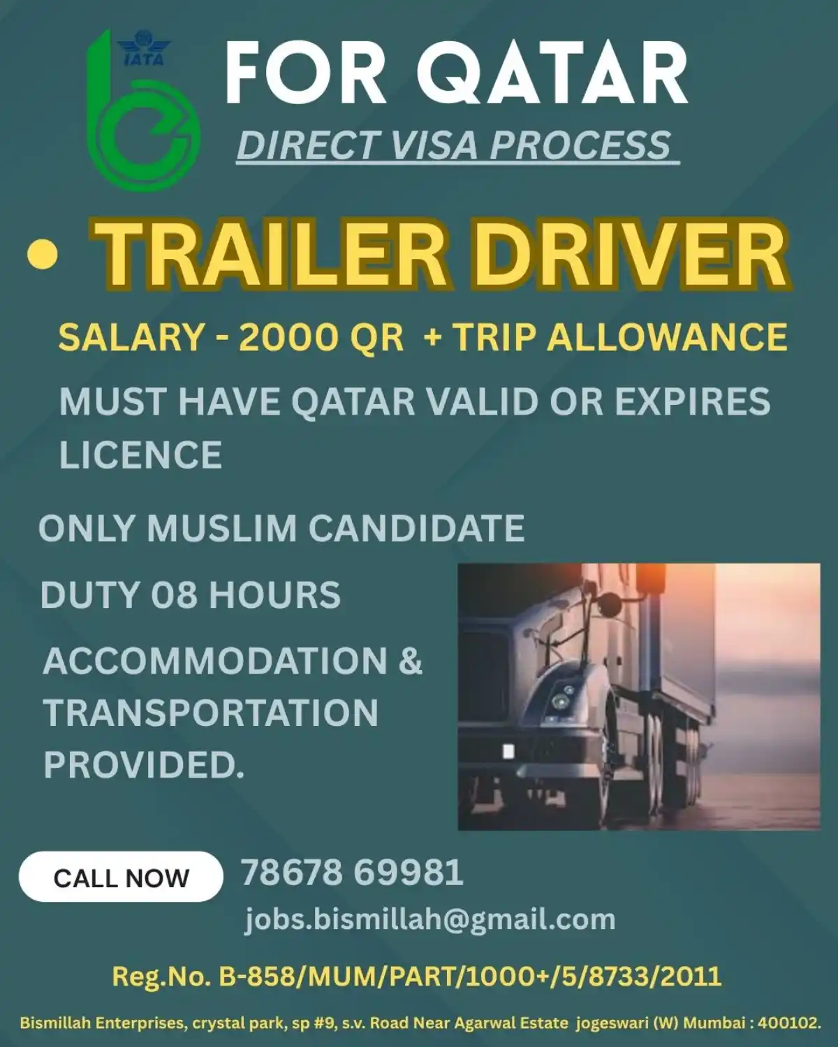 Trailer Driver Qatar Job