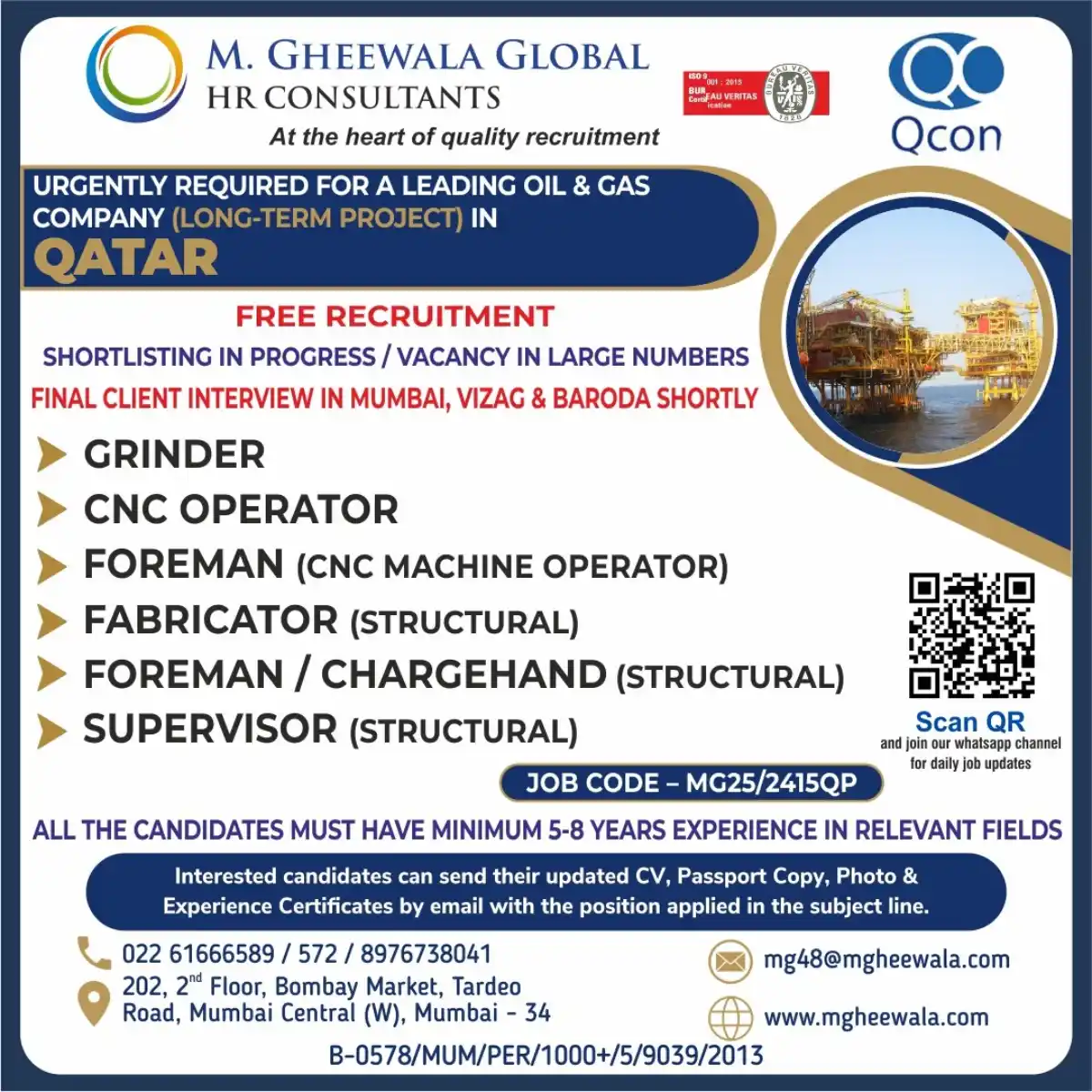 Oil & Gas Jobs Qatar Urgent