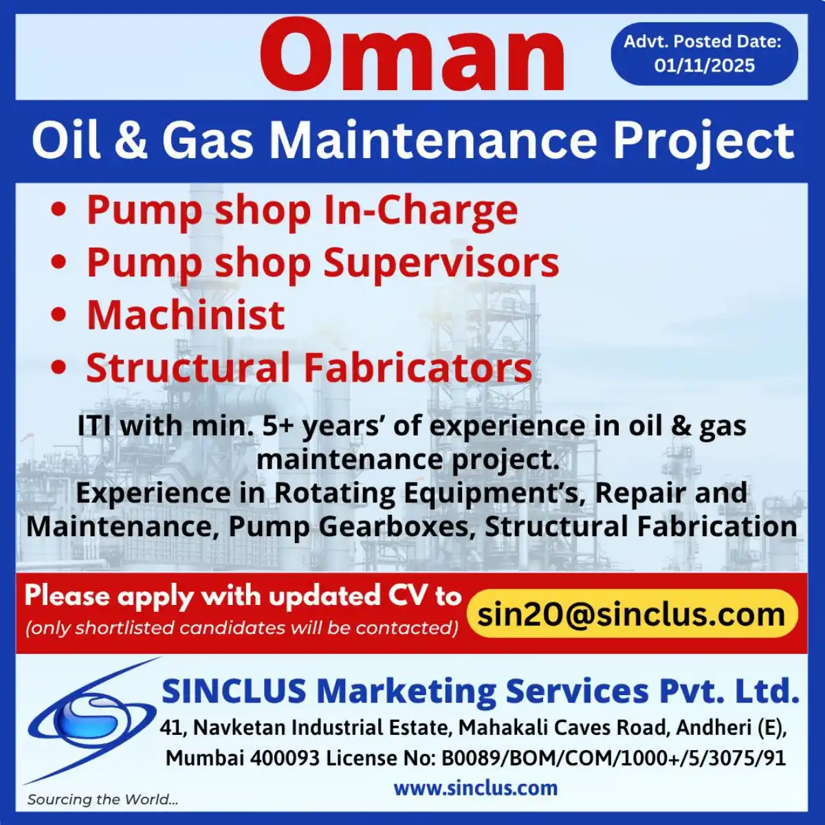 Pump Shop Jobs Oman