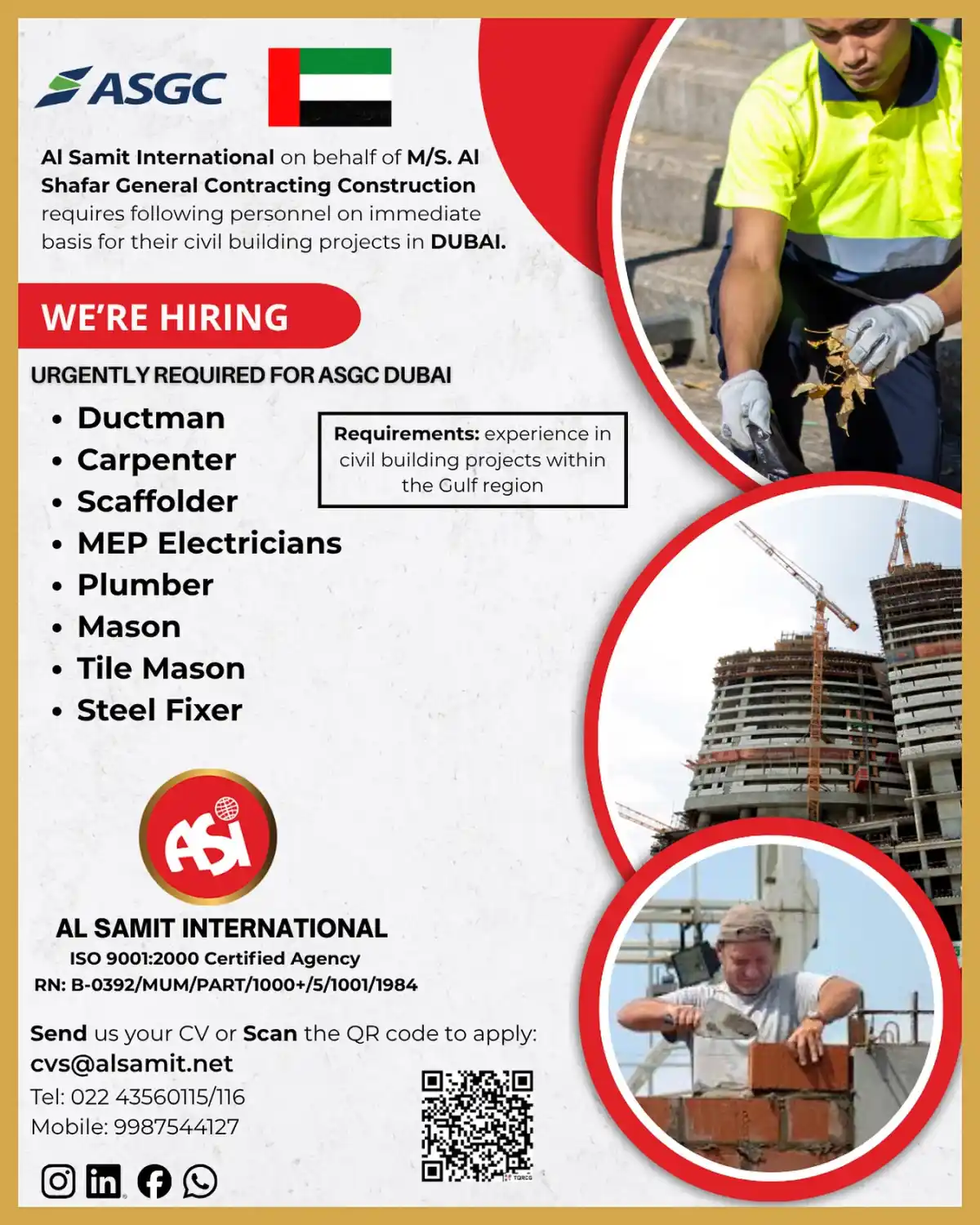 ASGC Dubai Construction Jobs