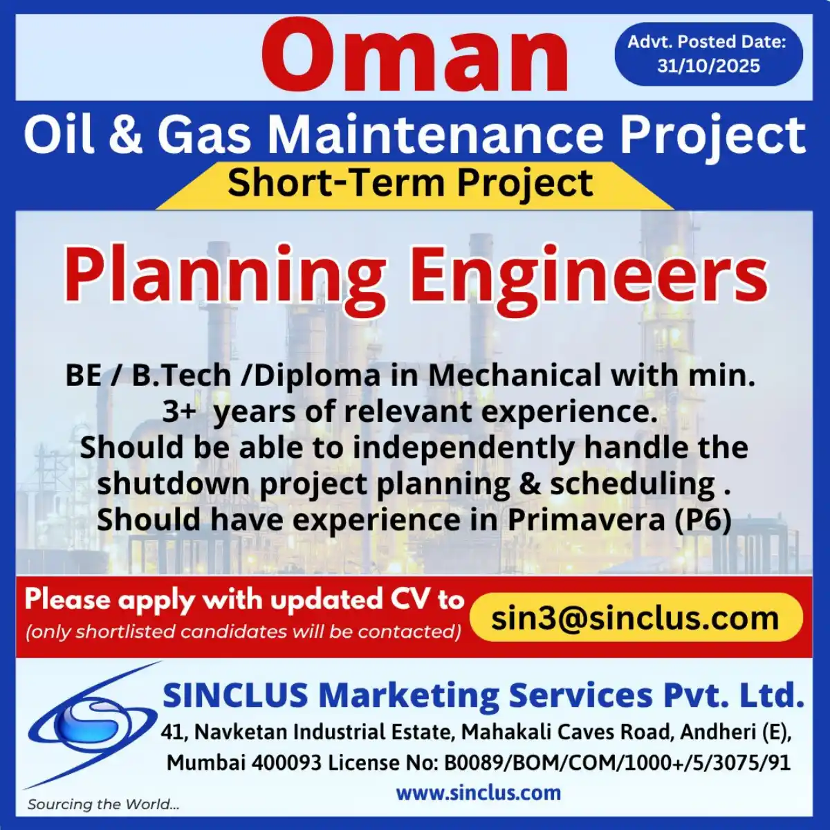 Planning Engineers – Oman Project
