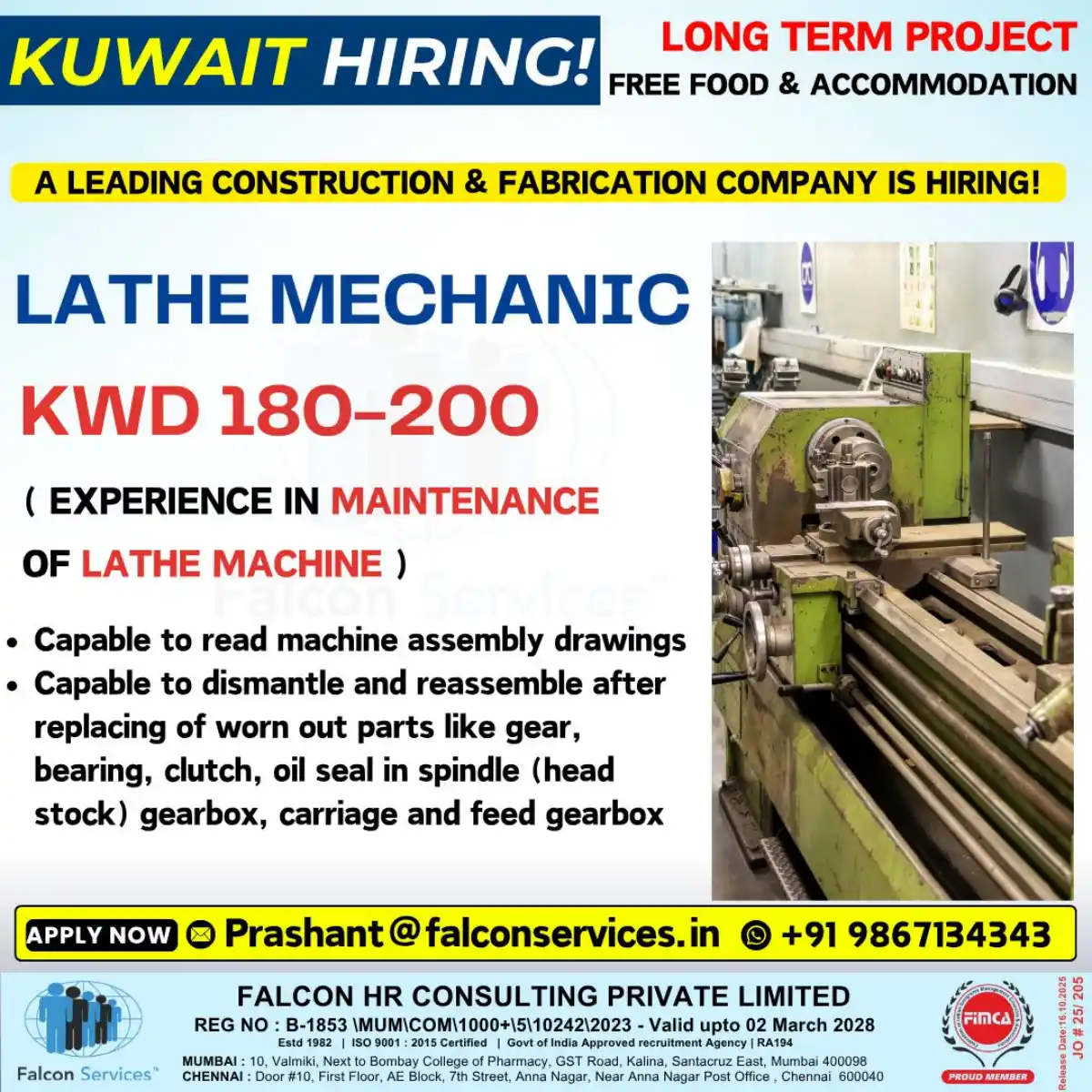 Lathe Mechanic Job Kuwait