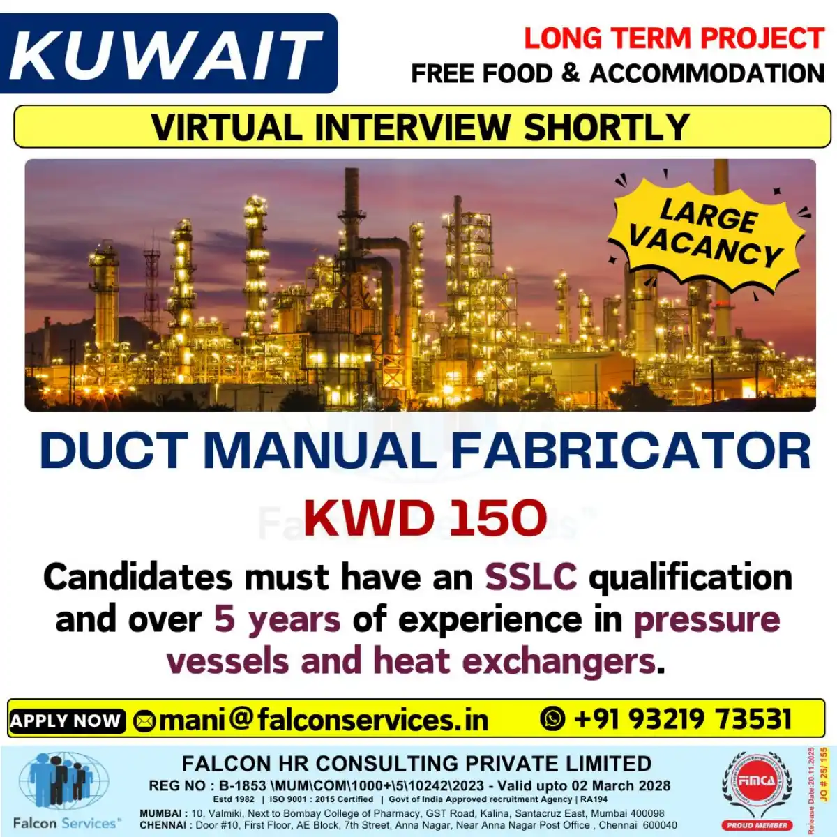 Duct Fabricator Kuwait Job