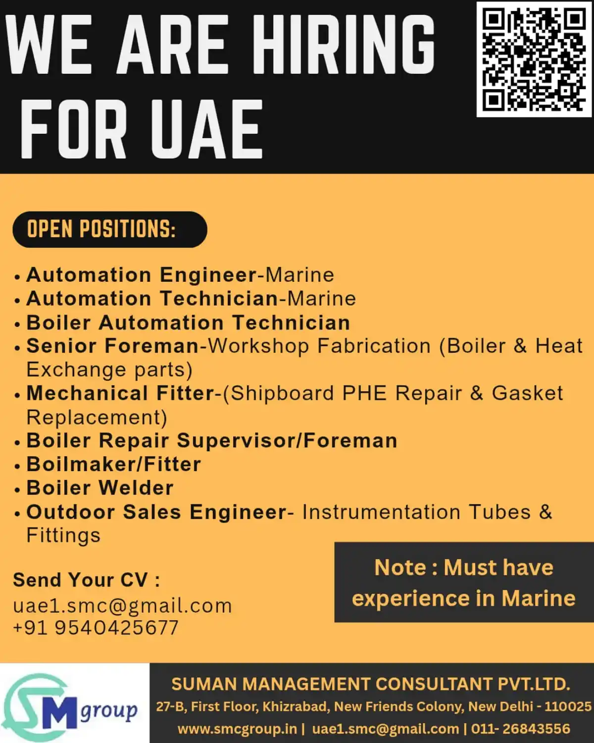 Hiring for UAE Marine Jobs