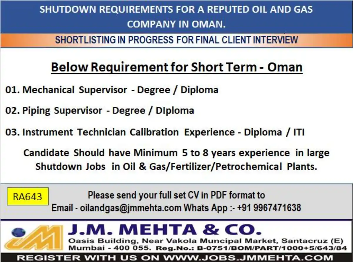 Shutdown Jobs Oman