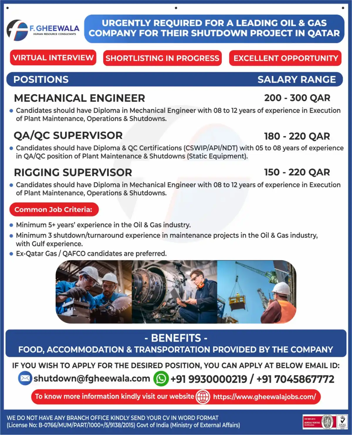 Oil & Gas Shutdown Jobs Qatar